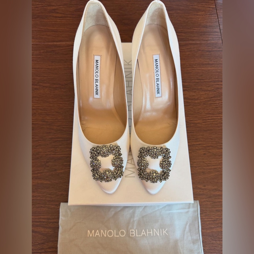 Manolo Blahnik Hangisi 105mm Satin Pumps